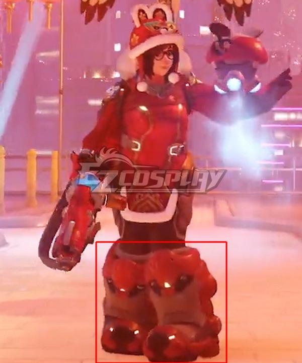 Overwatch 2 2023 New Year Mei Red Shoes Cosplay Boots