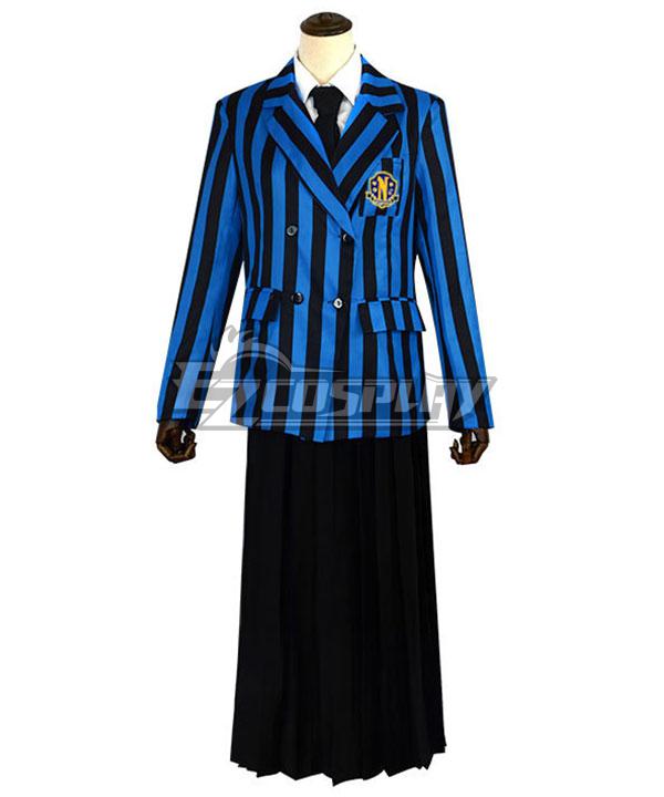 Wednesday (2022 TV Series) Nevermore Academy Uniform Blue Female B Edition Cosplay Costume