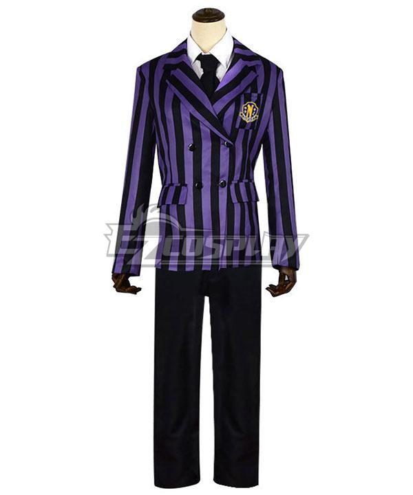 Wednesday (2022 TV Series) Nevermore Academy Uniform Purple Male B Edition Cosplay Costume