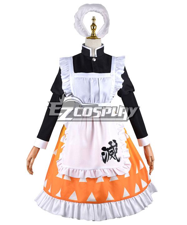 Demon Slayer Kimetsu No Yaiba Zenitsu Agatsuma Female Maid Cosplay Costume