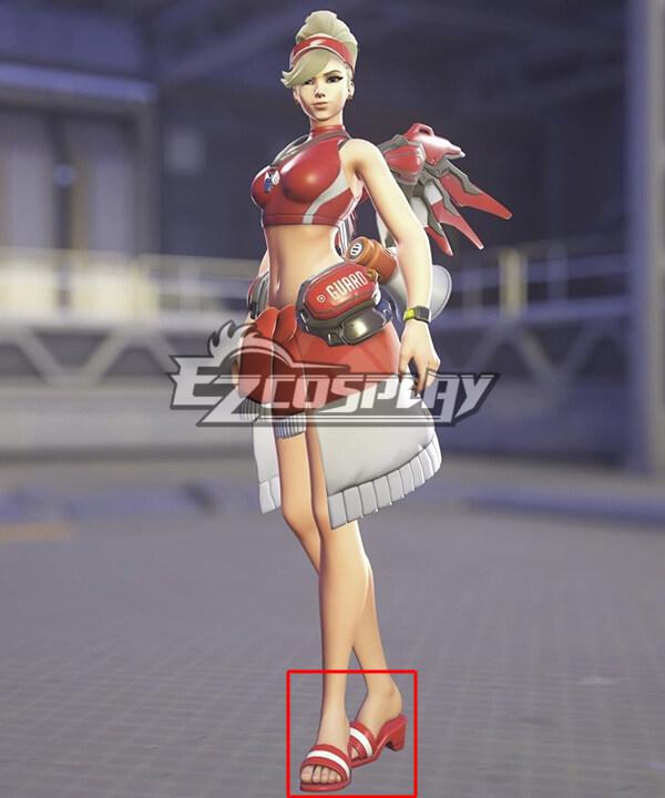 Overwatch 2 Lifeguard Mercy Skin Red Cosplay Shoes