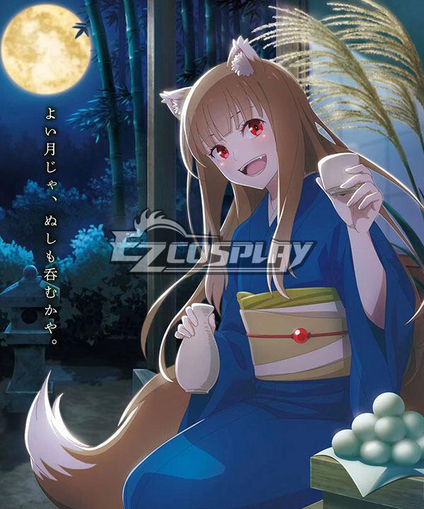 Spice and Wolf Blue Kimono Holo Cosplay Costume