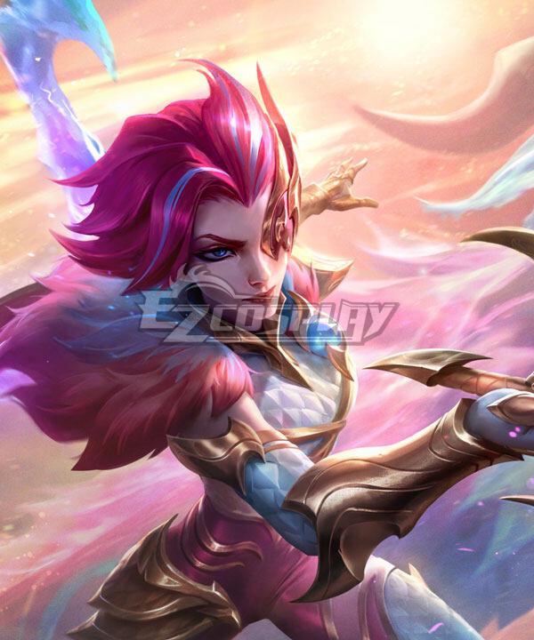 League Of Legends LOL Dragonmancer Fiora Pink Blue Cosplay Wig