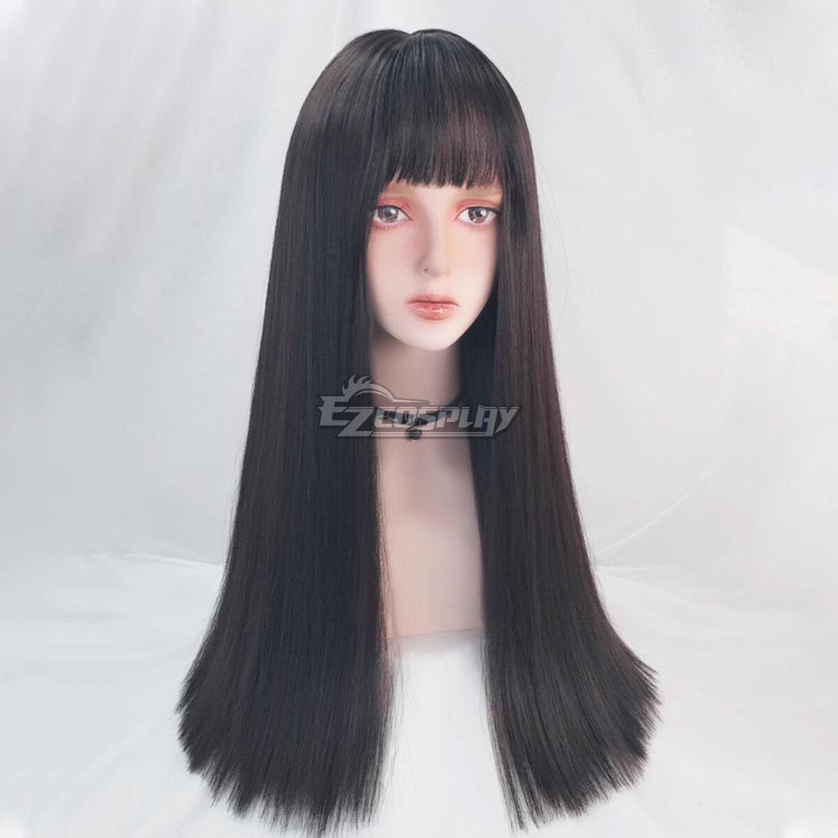 ?HARAJUKU 32” Black COSPLAY FULL Cap BANG Wig*NWT Black Gothic Cosplay Wig With Bangs Long Wavy Curly Thick  main image 3