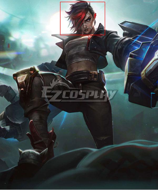 League of Legends LOL Brawler Vi Purple Red Cosplay Wig