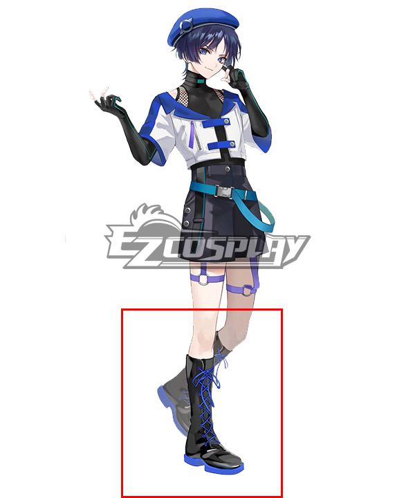 Genshin Impact Hoyofair2024 Flame Fusion Music And Art Festival Scaramouche The Wanderer Black Blue Shoes Cosplay Boots