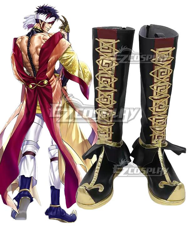 Record of Ragnarok Qin Shi Huang Black Golden Shoes Cosplay Boots