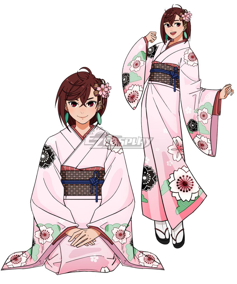 Ezcosplay Original Derivative Dandadan Momo Ayase Pink Cute Kimono Cosplay Costume