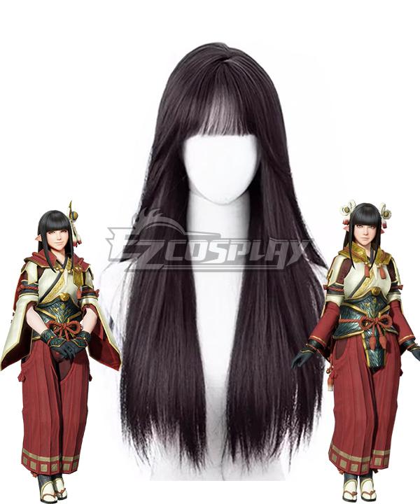 Monster Hunter Rise Minoto Hinoa Black Cosplay Wig