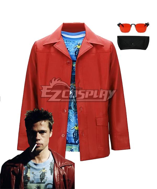 Fight Club Tyler Durden Red Leather Jacket Cosplay Costume