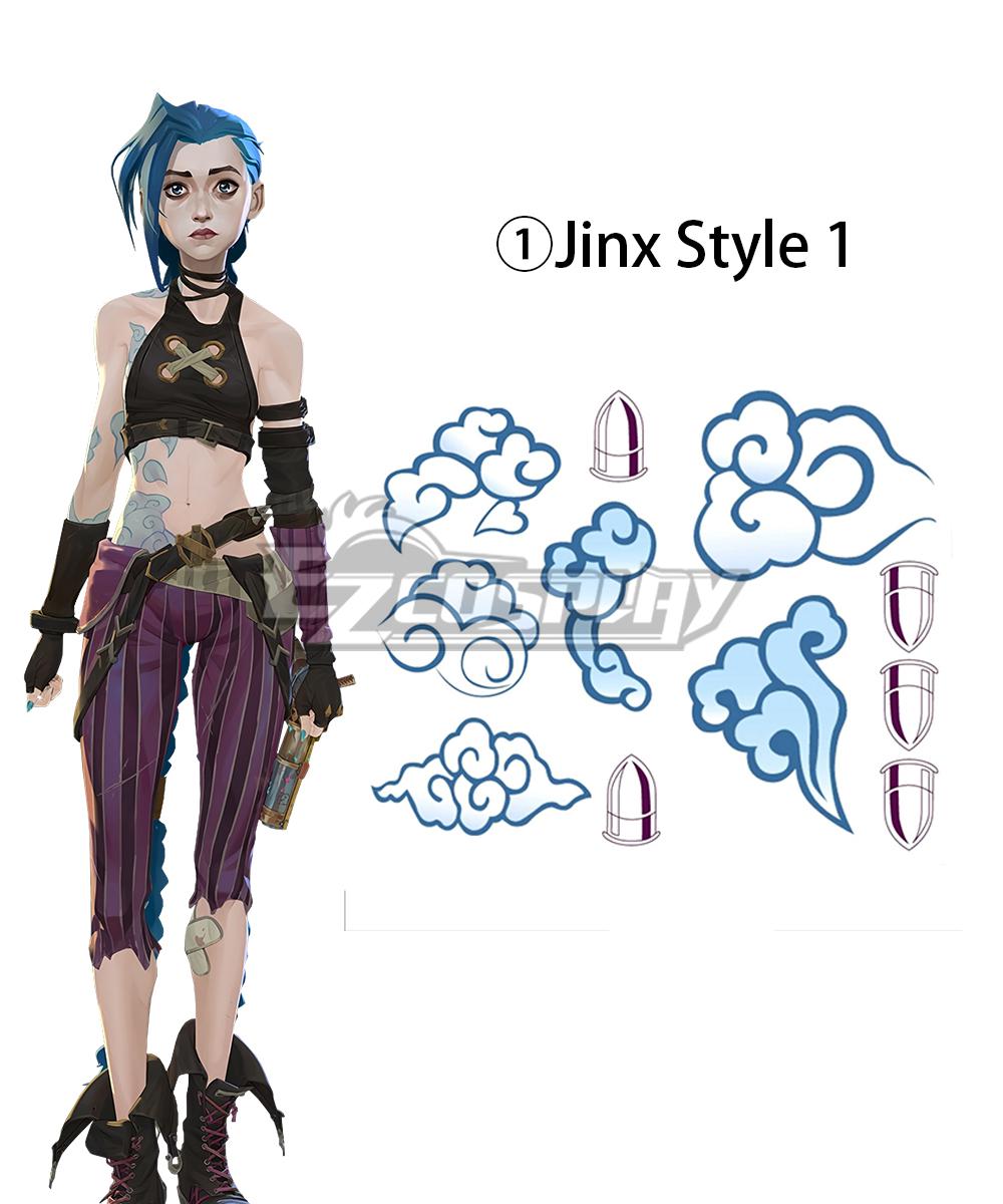 Arcane League of Legends LOL Jinx Vi Tattoo Stickers Cosplay Accessory Prop