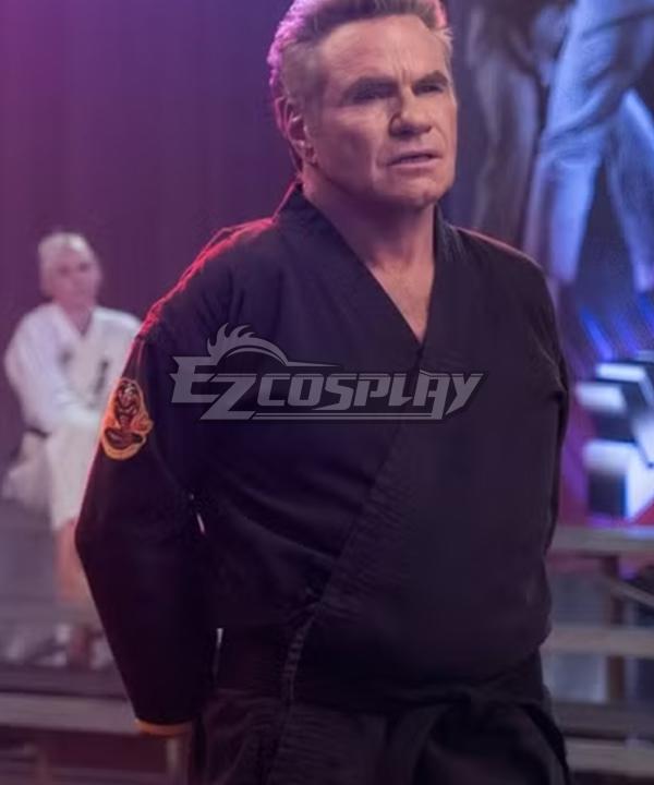 The Karate Kid Cobra Kai John Kreese Black Yellow Taekwondo Uniform Cosplay Costume