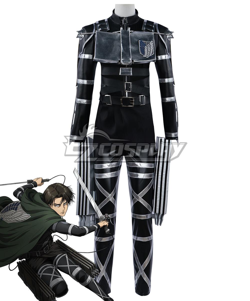 Attack On Titan Final Season Levi Ackerman Mikasa Black Cosplay Costume-Including Maneuver Gear