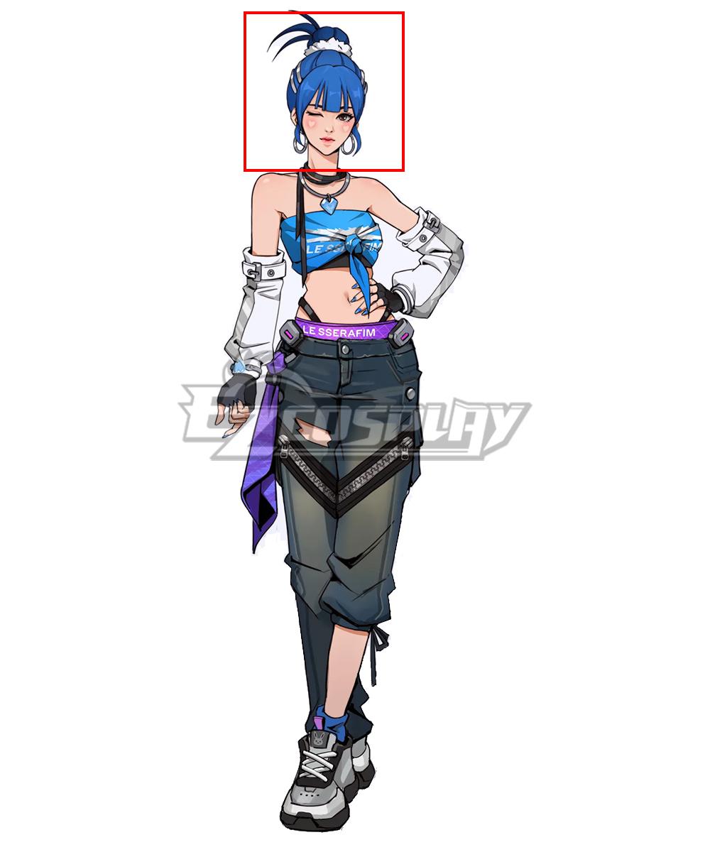 OVERWATCH 2 X LE SSERAFIM FEARLESS D.VA Blue Cosplay Wig