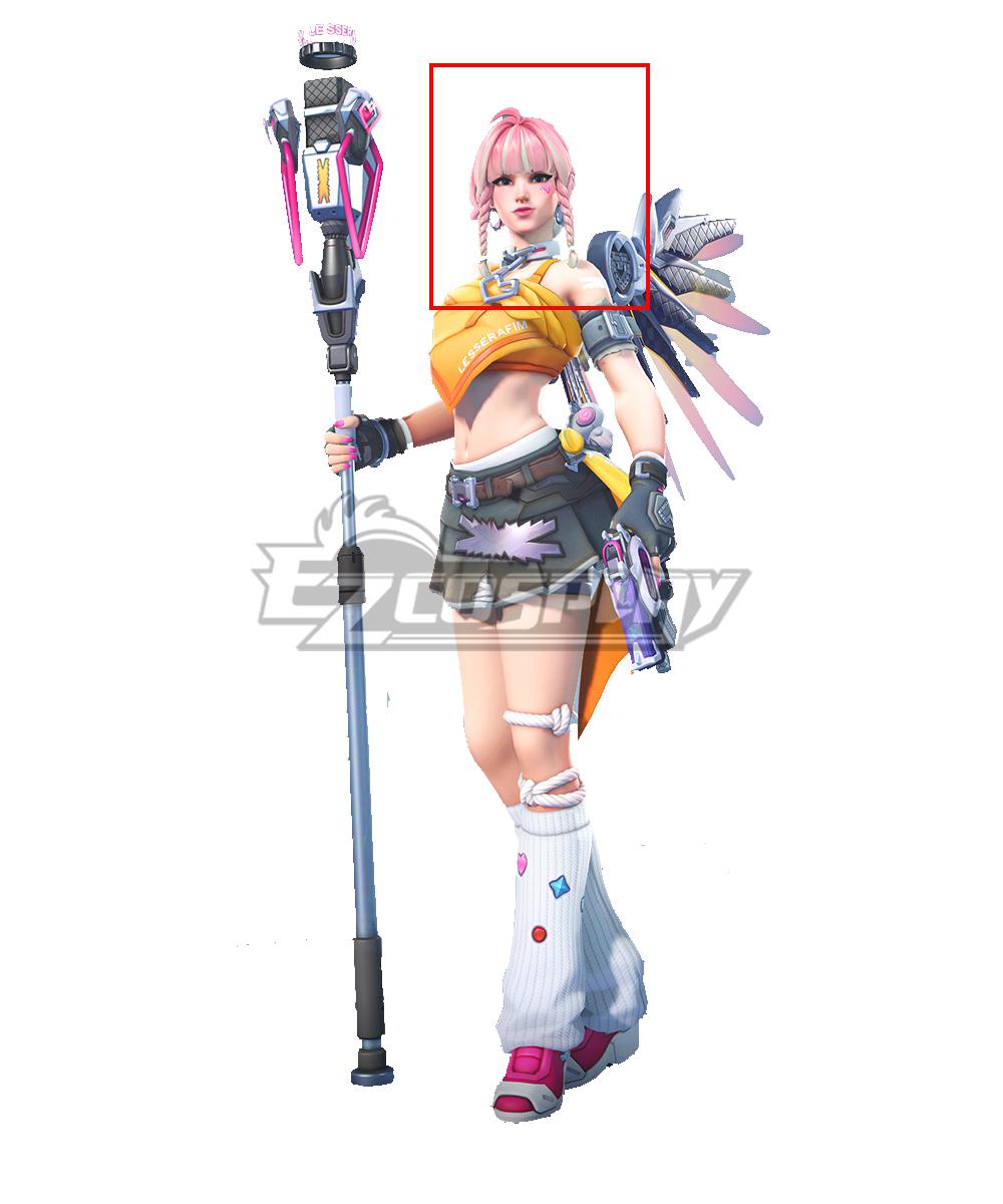 OVERWATCH 2 X LE SSERAFIM FEARLESS Mercy Orange Cosplay Wig