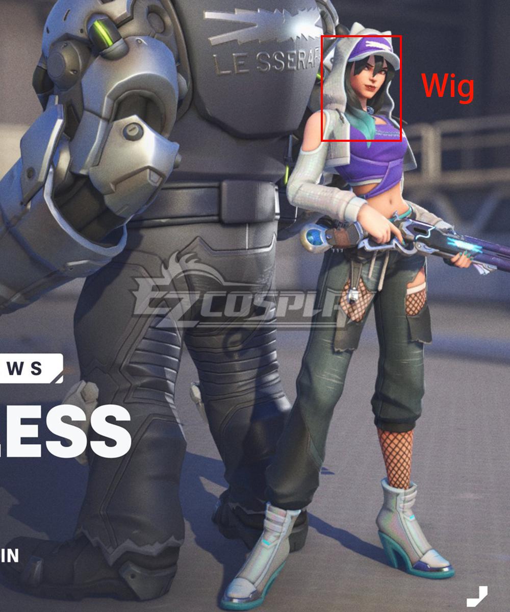 OVERWATCH 2 X LE SSERAFIM FEARLESS Ashe Black Cosplay Wig