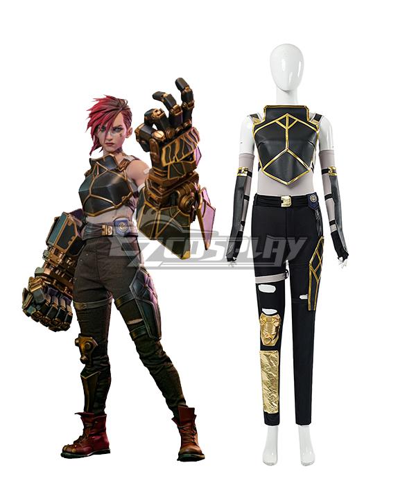 Arcane League of Legends LOL Vi Black Combat Suit Cosplay Costume
