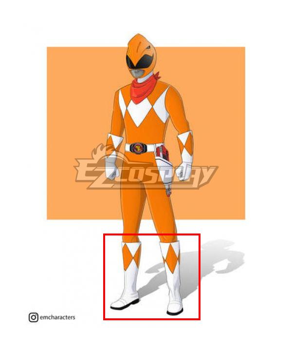 Mighty Morphin Power Rangers Orange Ranger White Shoes Cosplay Boots