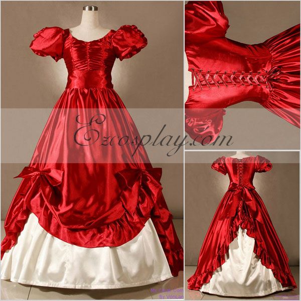 Red Short Sleeve Gothic Lolita Dress-LTFS0055