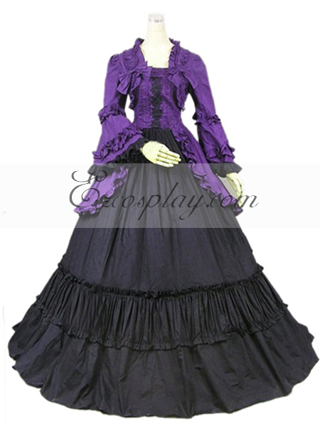 

Purple Long Sleeve Gothic Lolita Dress-LTFS0057