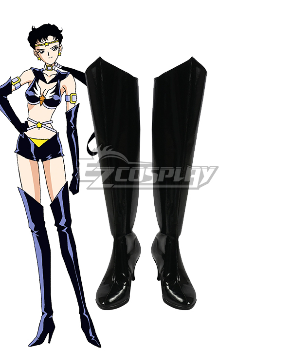 Sailor Moon Sailor Star Maker Kou Taiki Black Cosplay Boots