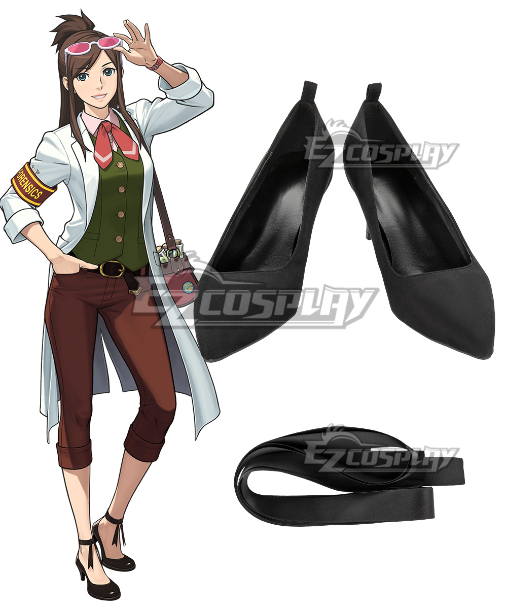 Ace Attorney Gyakuten Saiban Ema Skye Black Cosplay Shoes