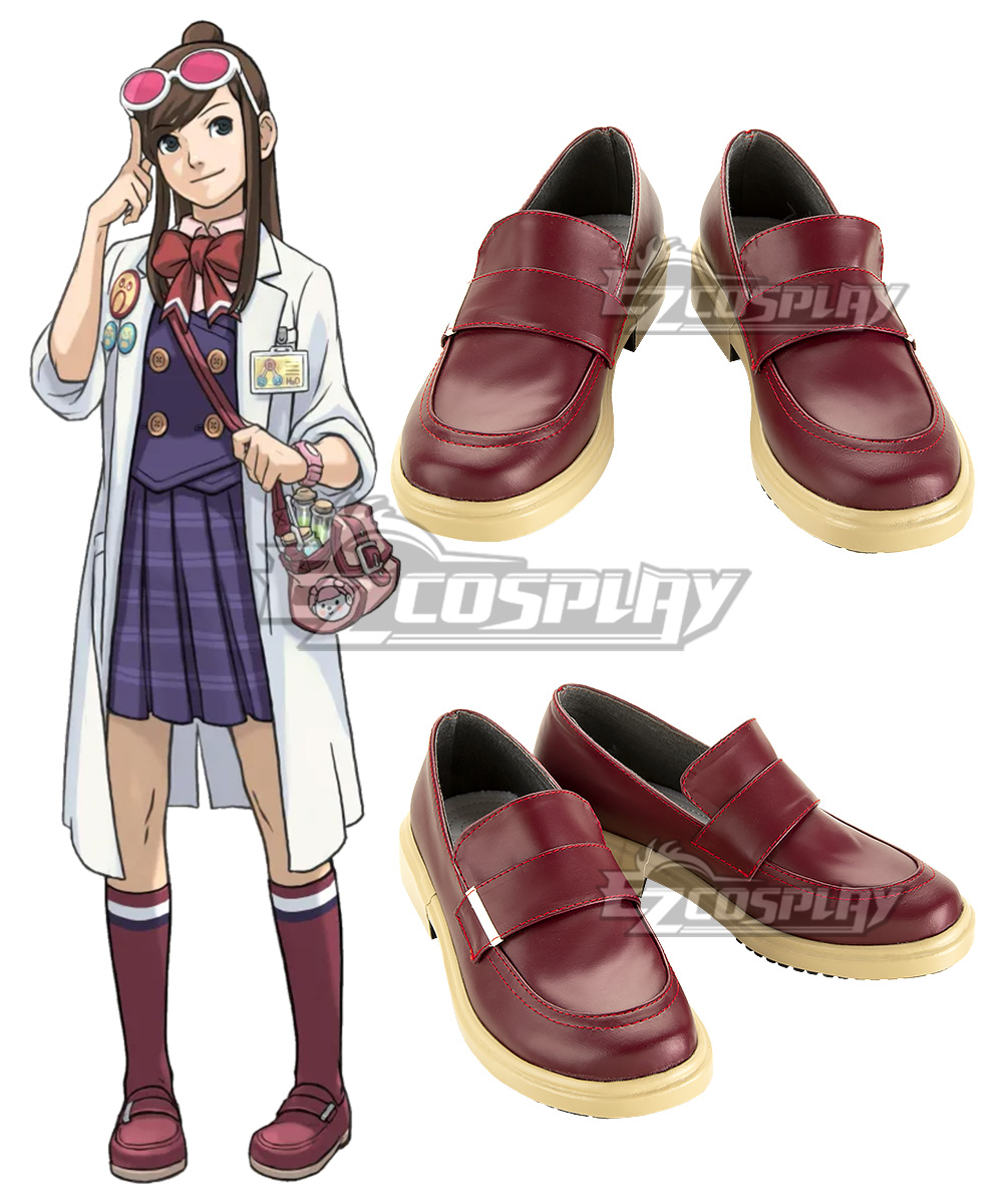 Ace Attorney Gyakuten Saiban Ema Skye Brown Cosplay Shoes
