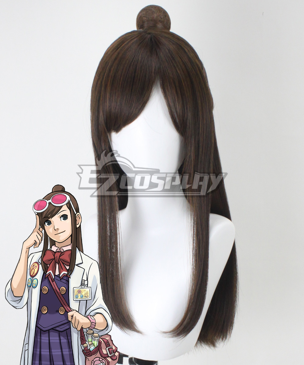 Ace Attorney Gyakuten Saiban Ema Skye Brown Cosplay Wig