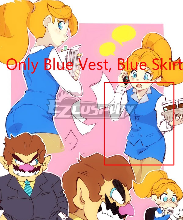 

Aggretsuko Retsuko Uniform Cosplay Costume - Only Blue Vest, Blue Skirt