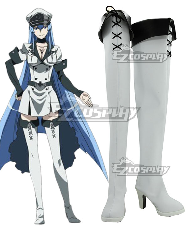 Akame Ga Kill! Jaegers Esdeath White Shoes Cosplay Boots