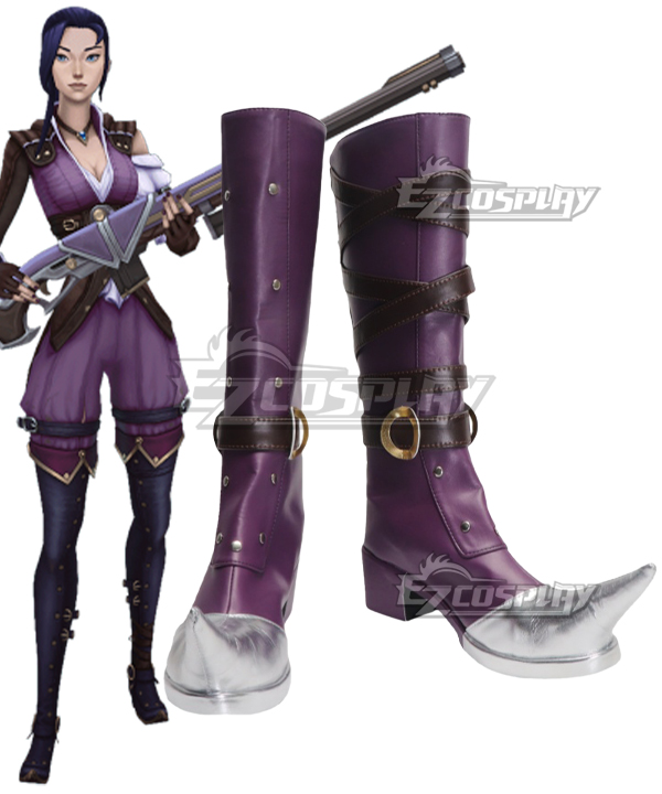 Arcane Season 2 League of Legends LOL Caitlyn Purple Shoes Cosplay Boots