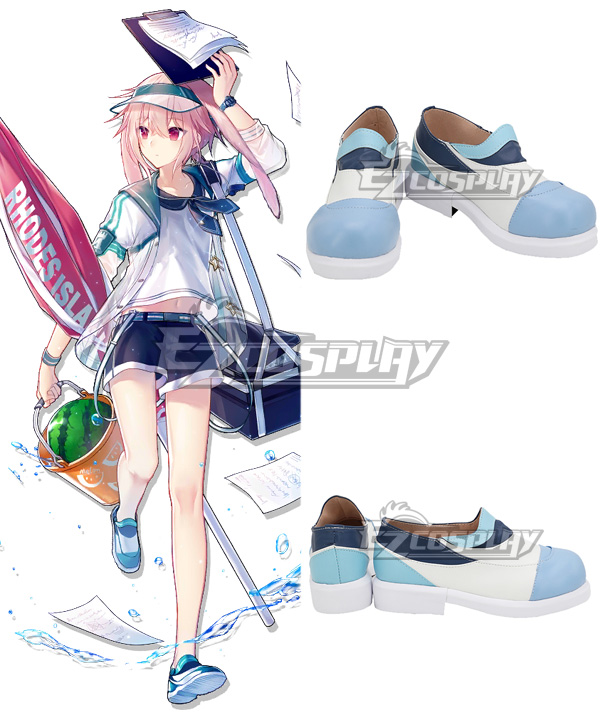 Arknights Ansel White Blue Cosplay Shoes