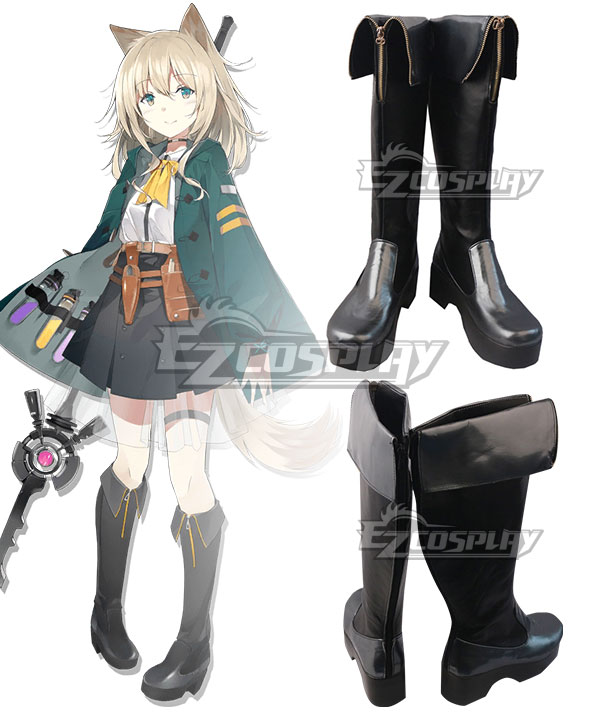Arknights Podenco Black Shoes Cosplay Boots