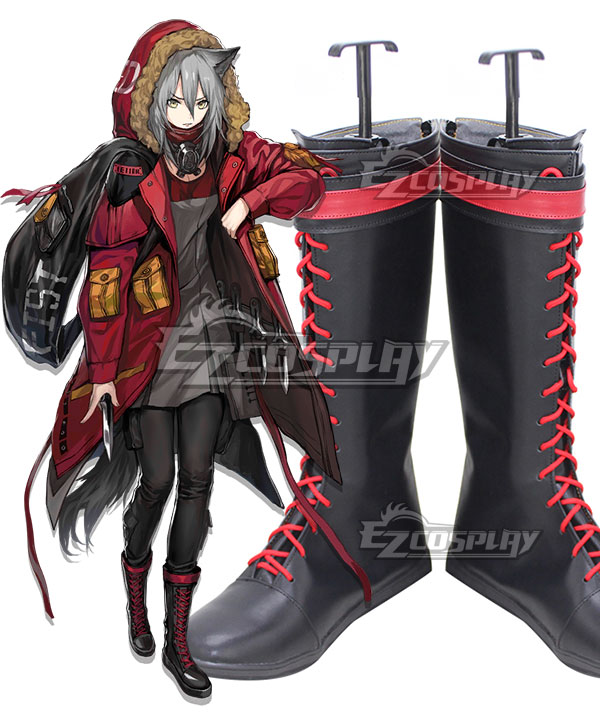 Arknights Projekt Red Black Shoes Cosplay Boots