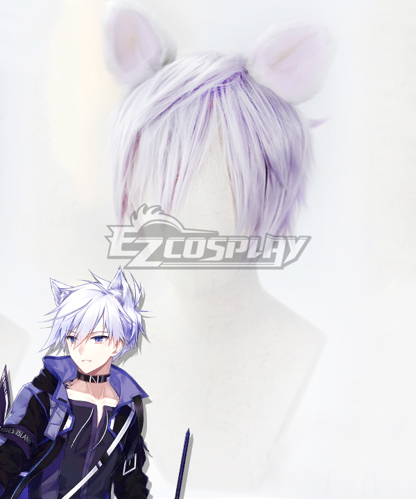 Arknights Steward White Purple Cosplay Wig - Wig + Ears