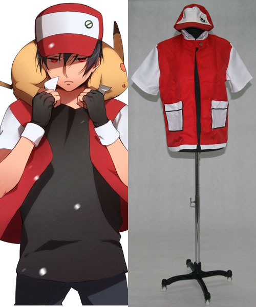 PM Ash Ketchum Red Jacket Cosplay Costume