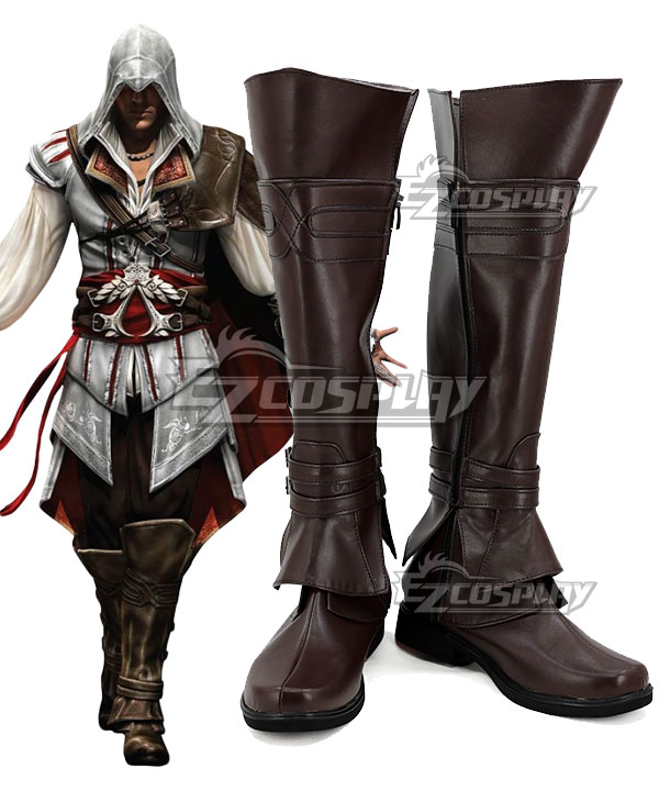 Assassin's Creed II Ezio Brown Cosplay Boots-055