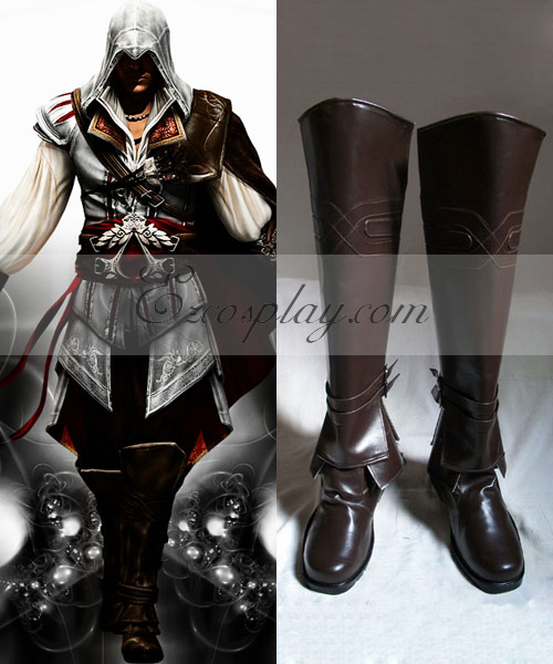 Assassin's Creed II Ezio Auditore Brown Shoes Cosplay Boots - B Edition