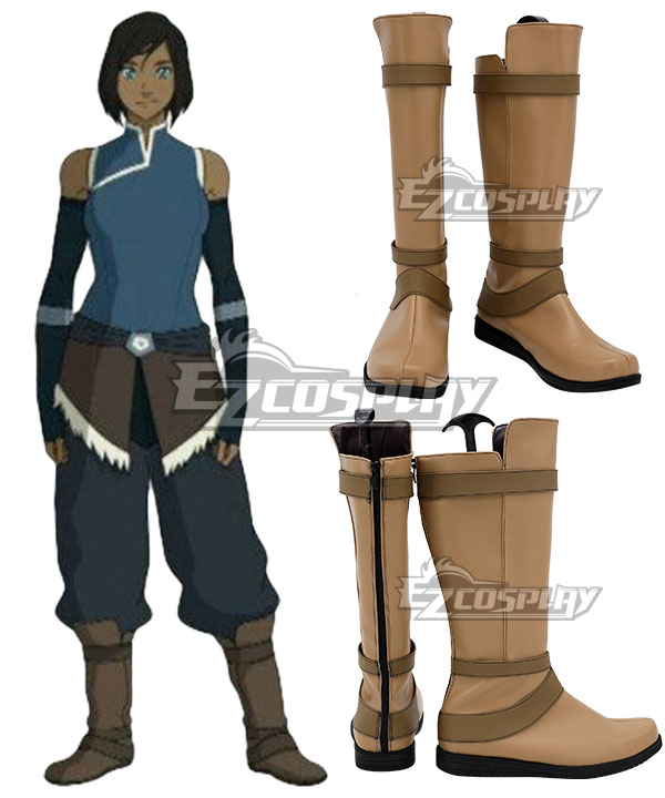 Avatar The Legend Of Korra Season 4 Korra Yellow Brown Shoes Cosplay Boots
