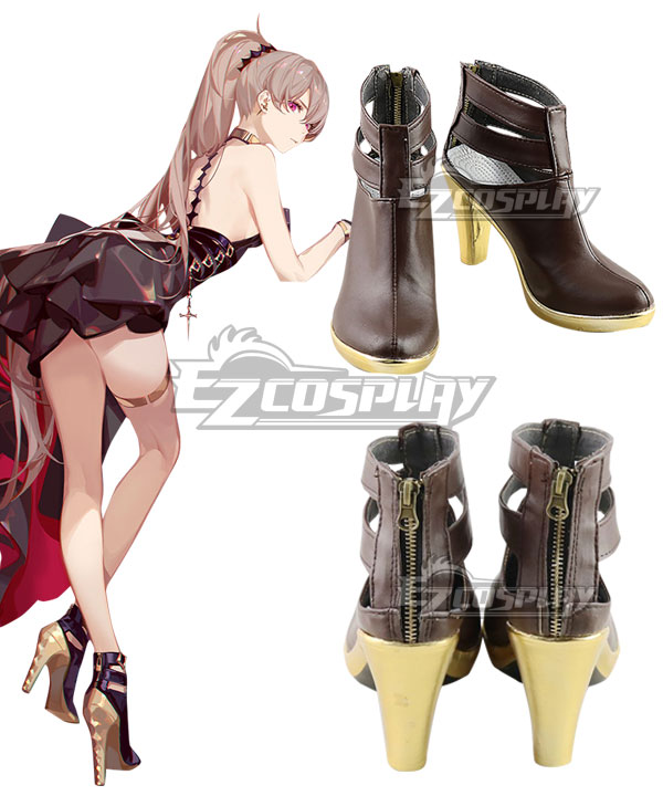 Azur Lane MNF Jean Bart Party Dress Brown Cosplay Shoes