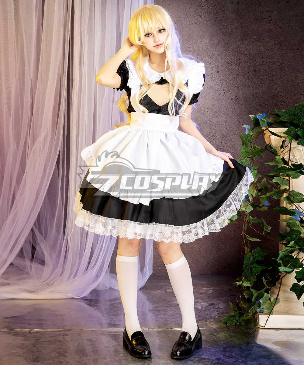 Black and White Lolita Love Maid Dress Cosplay Costume - EMDS028Y