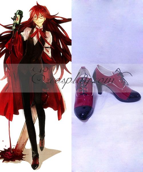 Black Butler Grell Sutcliff Red Butler Shinigami Red Cosplay Shoes