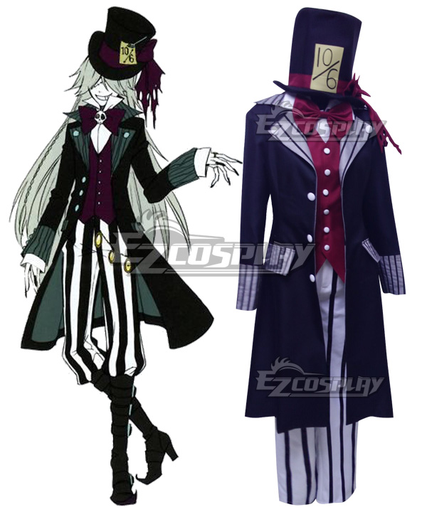 Black Butler Kuroshitsuji Ciel in Wonderland Undertaker Cosplay Costume