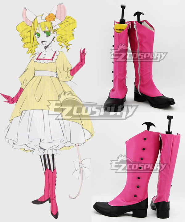 Black Butler Kuroshitsuji OVA Ciel in Wonderland Elizabeth Midford Mouse Pink Shoes Cosplay Boots