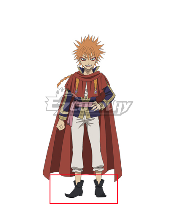 Black Clover Leopold Vermillion  Black Shoes Cosplay Boots