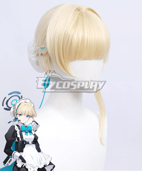 Blue Archive Asuma Toki Maid Yellow Cosplay Wig