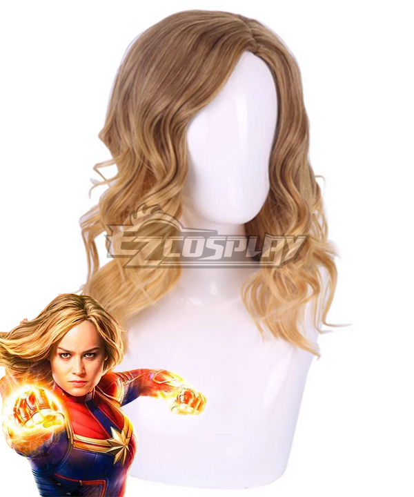 Captain Marvel The Marvels Carol Danvers Jumpsuit B Edition Golden Brown Cosplay Wig