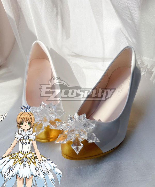 Cardcaptor Sakura: Clear Card Sakura Kinomoto Ice Snow Angel OP White Cosplay Shoes