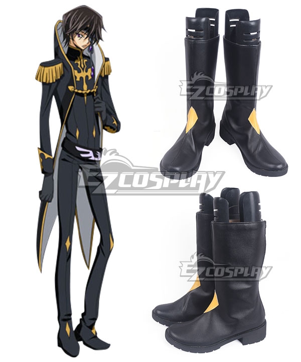 

Code Geass Julius Kingsley Black Golden Shoes Cosplay Boots