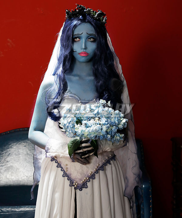Corpse Bride Emily Halloween Deep Blue Cosplay Wig
